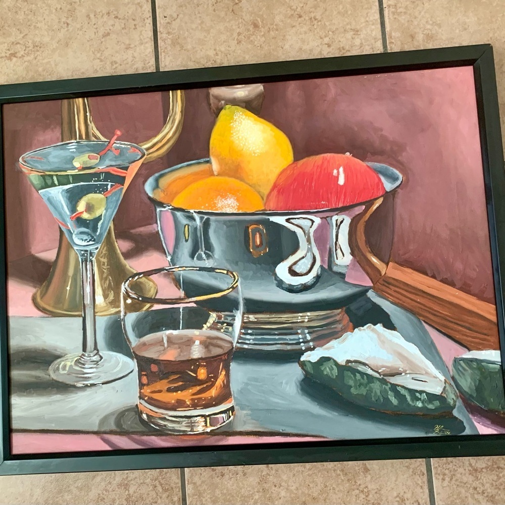 Painting Canvas Oil Still Lite With Fruit By Heather Pi lapis - Picture 3 of 15